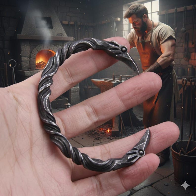 Viking raven stainless steel Norse cuff bracelet